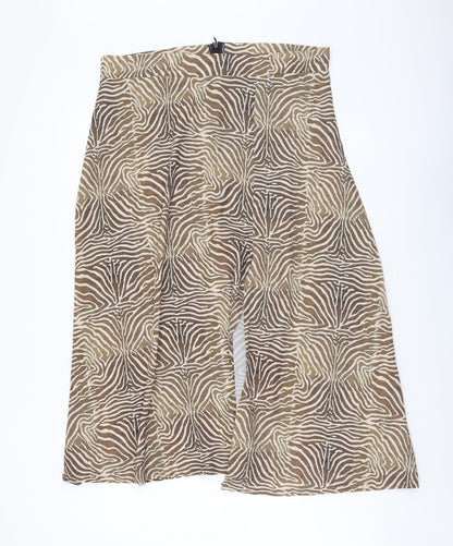 PRETTYLITTLETHING Womens Brown Animal Print Polyester A-Line Skirt Size 14 Zip - Zebra Pattern