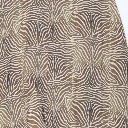 PRETTYLITTLETHING Womens Brown Animal Print Polyester A-Line Skirt Size 14 Zip - Zebra Pattern