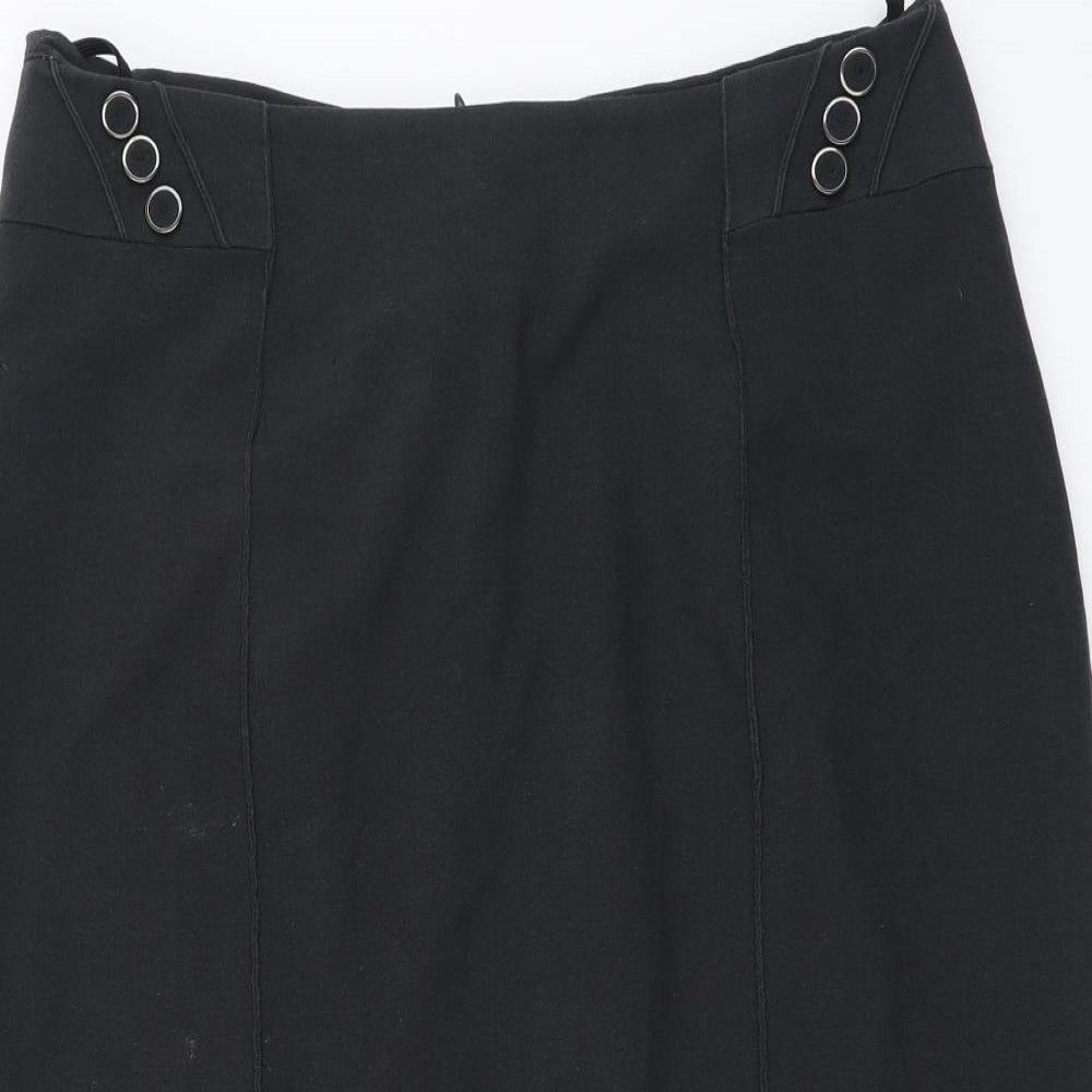 Marks and Spencer Womens Grey Polyester A-Line Skirt Size 32 in Zip