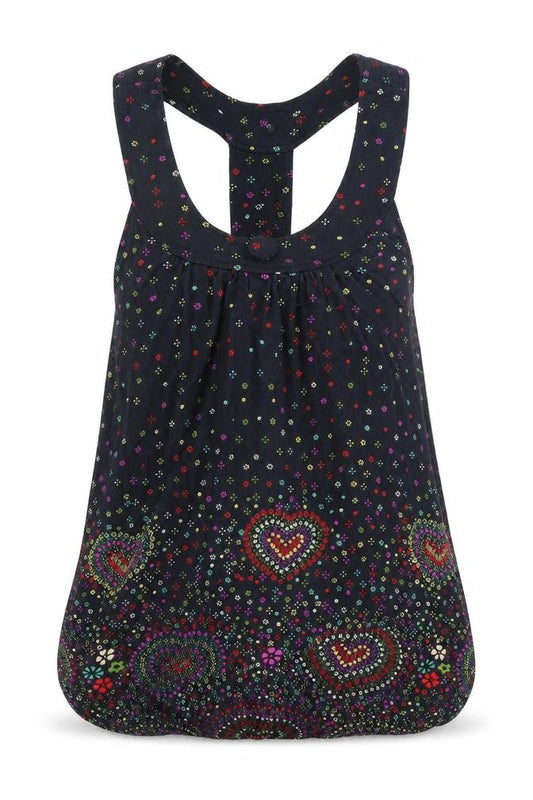 Womens UK Size S Yumi Black Basic Tank