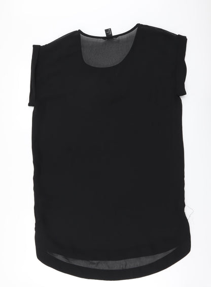 H&M Womens Black Polyester T-Shirt Dress Size S Round Neck Pullover