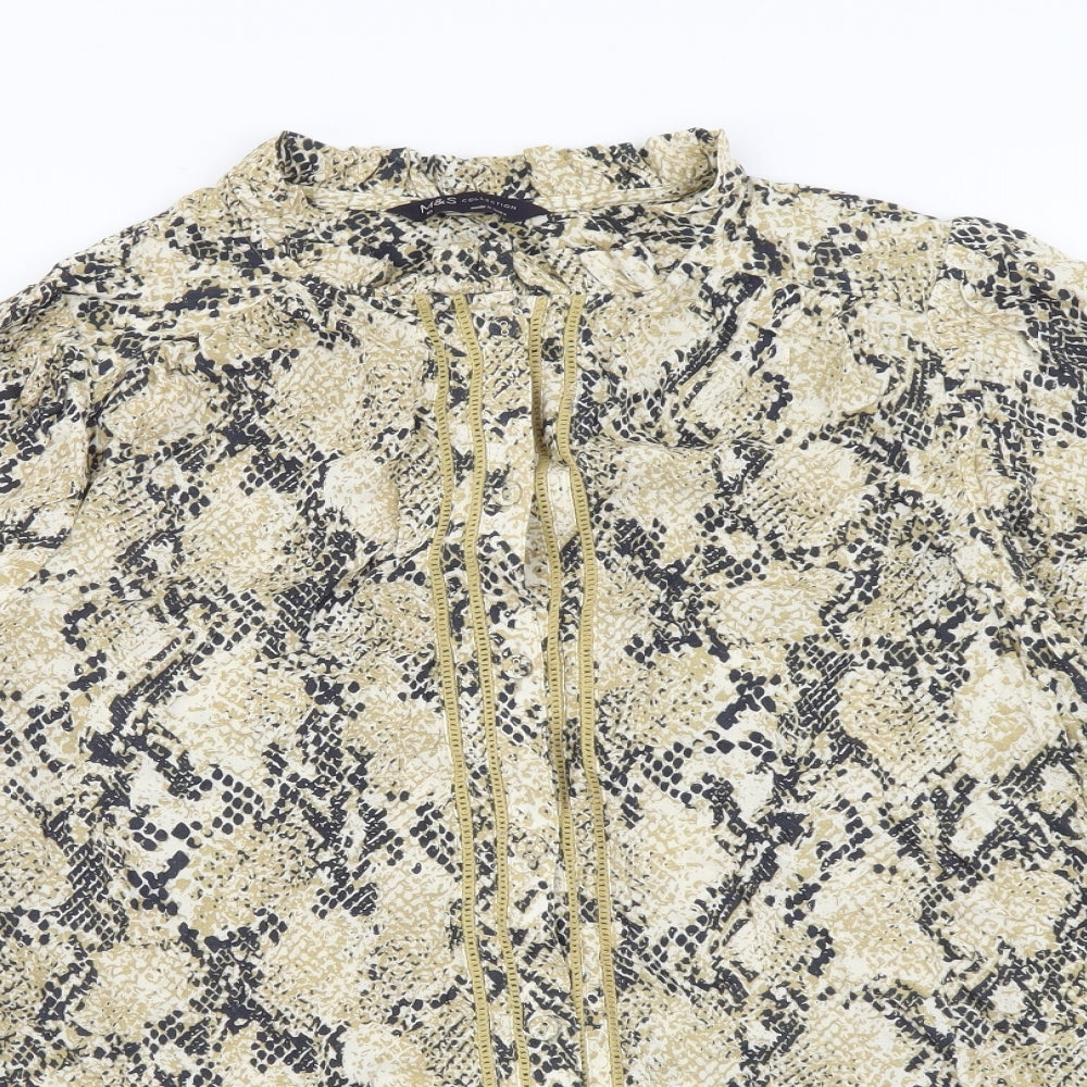 Womens UK Size 10 Marks and Spencer Beige Basic Button-Up