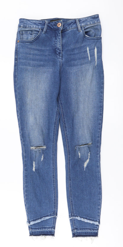 Denim & Co. Womens Blue Cotton Skinny Jeans Size 10 L26 in Regular Button
