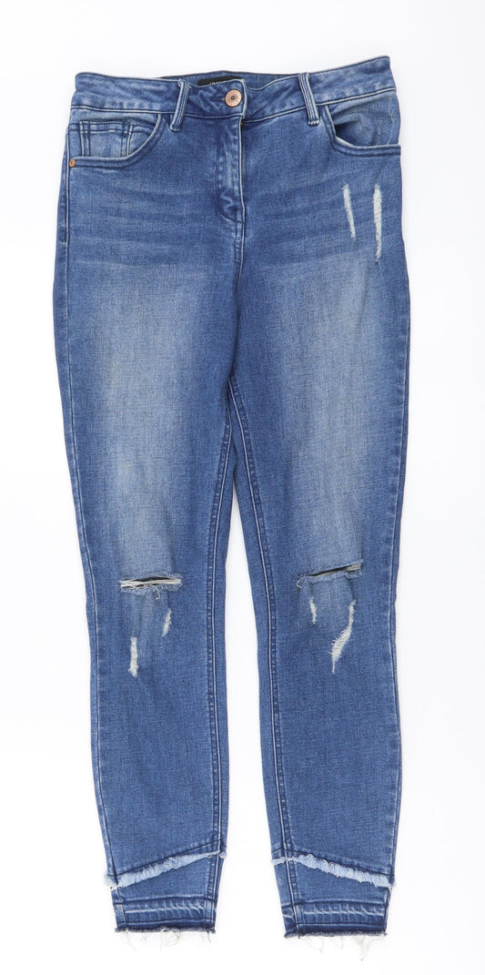 Denim & Co. Womens Blue Cotton Skinny Jeans Size 10 L26 in Regular Button