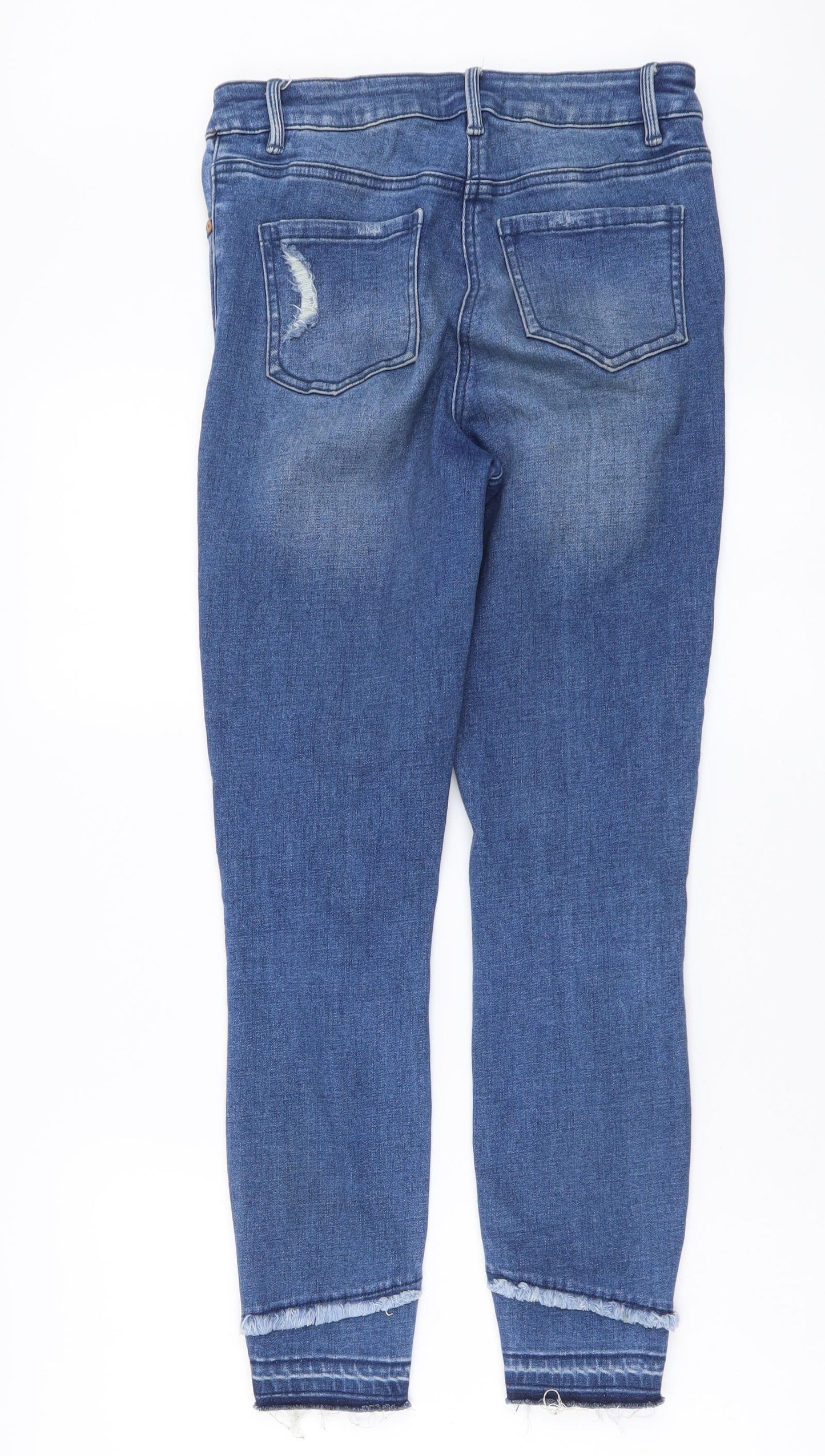 Denim & Co. Womens Blue Cotton Skinny Jeans Size 10 L26 in Regular Button