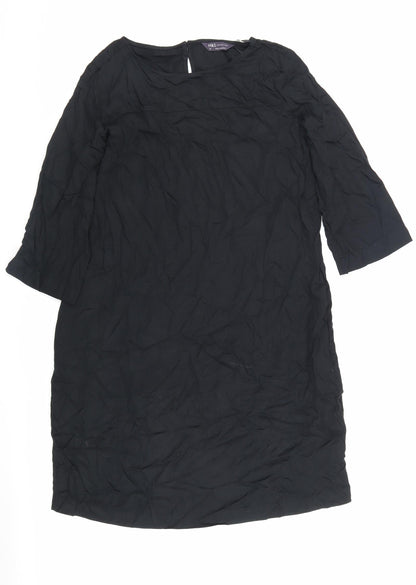 Marks and Spencer Womens Black Viscose Sheath Size 12 Round Neck Button