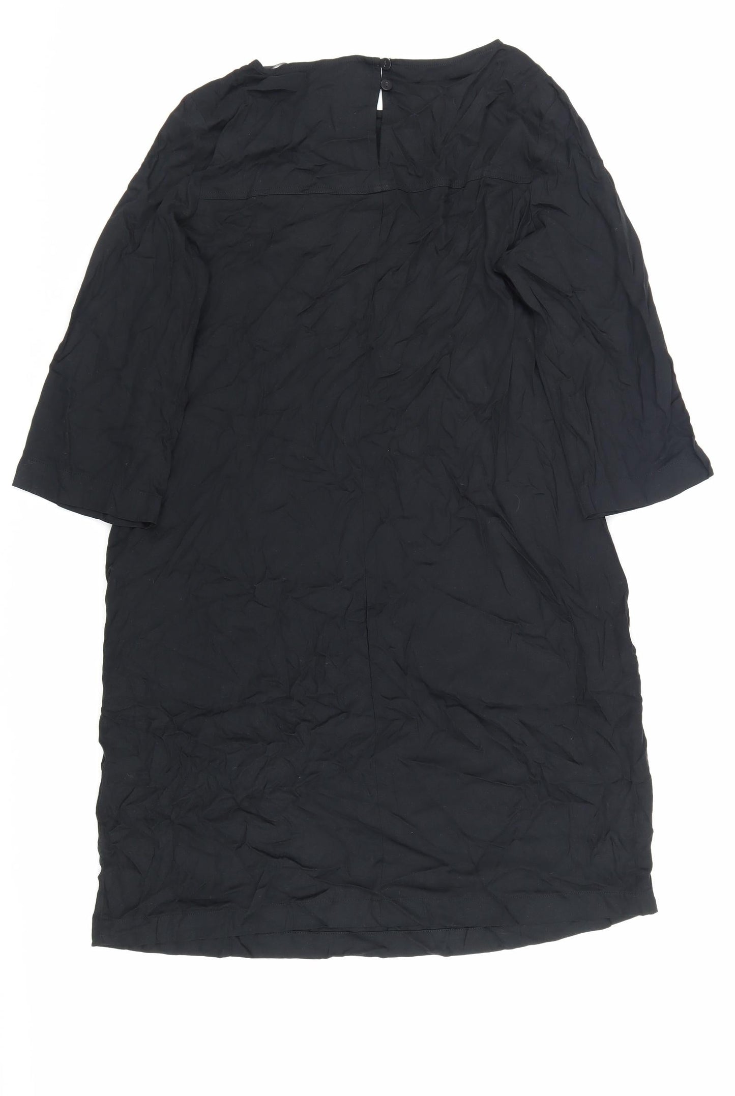 Marks and Spencer Womens Black Viscose Sheath Size 12 Round Neck Button