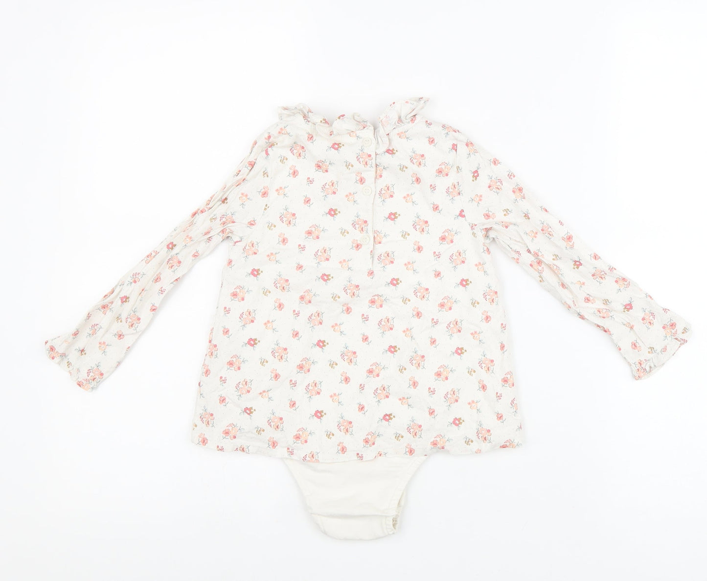 NEXT Girls White Cotton Bodysuit One-Piece Size 2-3 Years Button