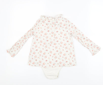 NEXT Girls White Cotton Bodysuit One-Piece Size 2-3 Years Button