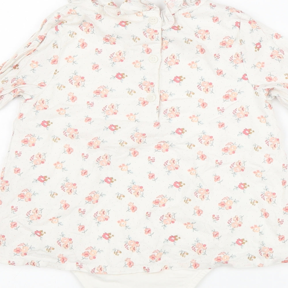 NEXT Girls White Cotton Bodysuit One-Piece Size 2-3 Years Button