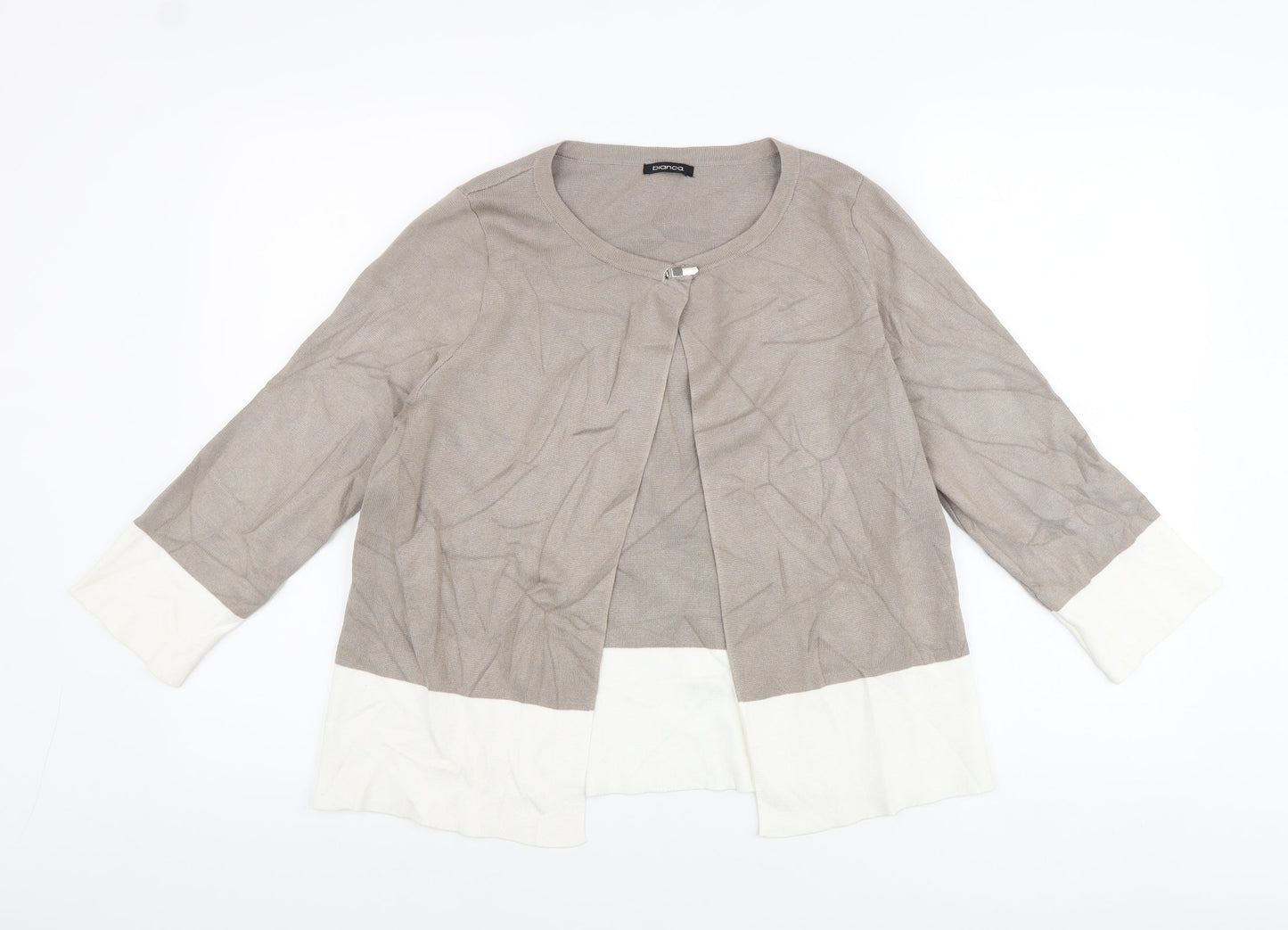 Blanca Womens Beige Round Neck Viscose Cardigan Jumper Size 10
