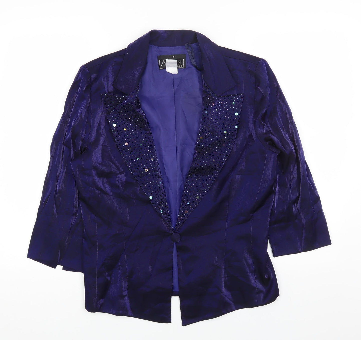 ALEX Womens Black Jacket Blazer Size 12 Button