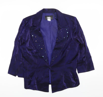 ALEX Womens Black Jacket Blazer Size 12 Button