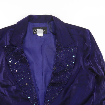 ALEX Womens Black Jacket Blazer Size 12 Button