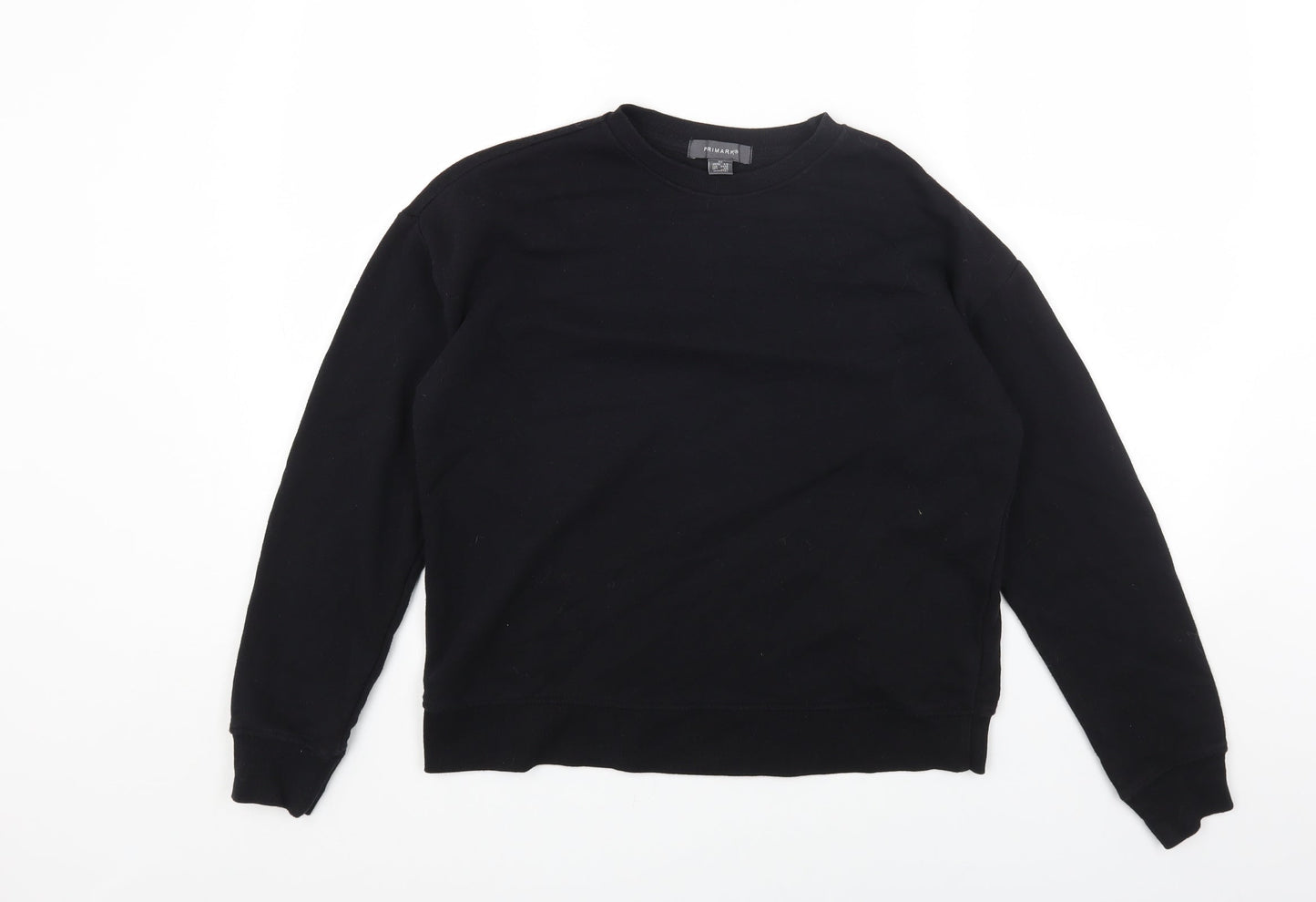 Primark Womens Black Round Neck Cotton Pullover Jumper Size XS