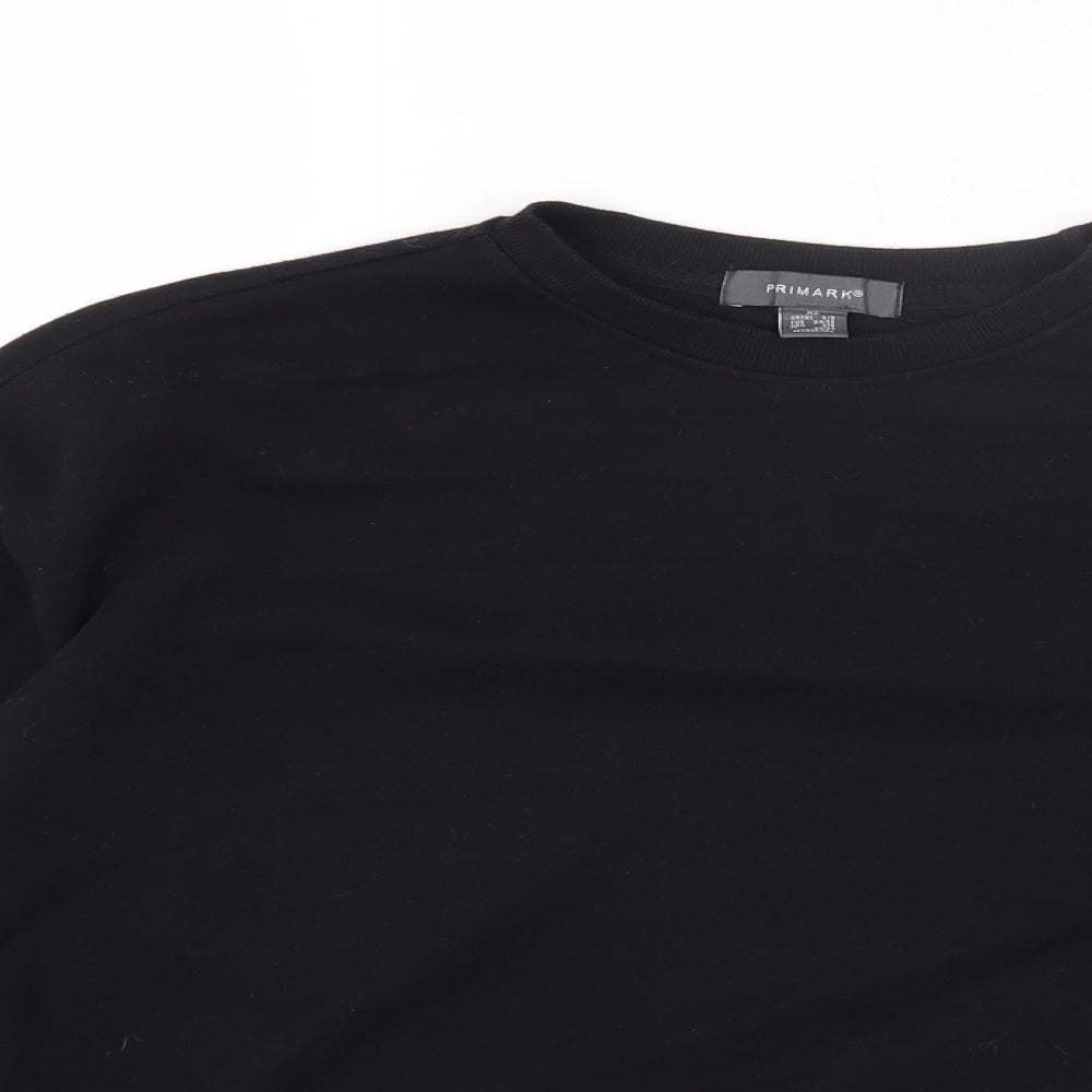 Primark Womens Black Round Neck Cotton Pullover Jumper Size XS