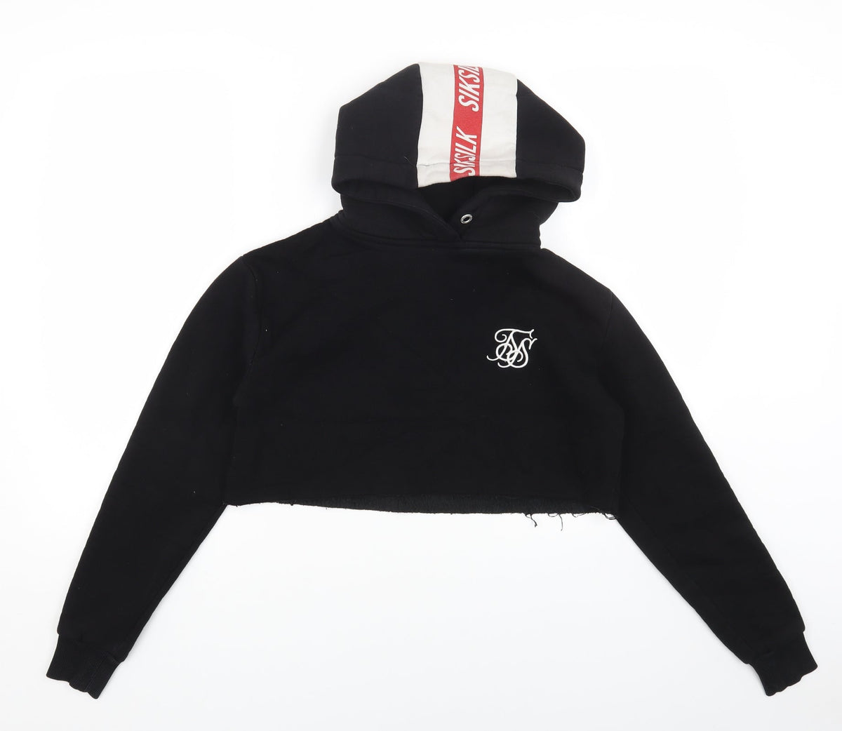 SikSilk Womens Black Cotton Pullover Hoodie Size 8 Pullover