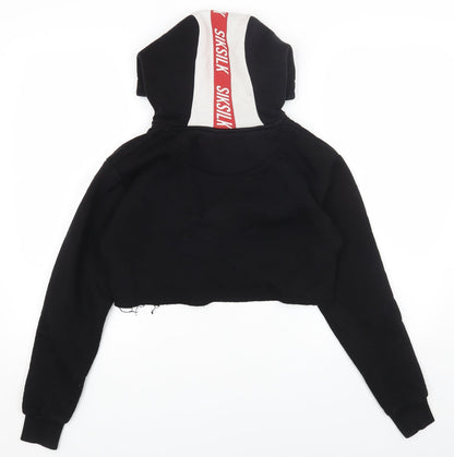 SikSilk Womens Black Cotton Pullover Hoodie Size 8 Pullover