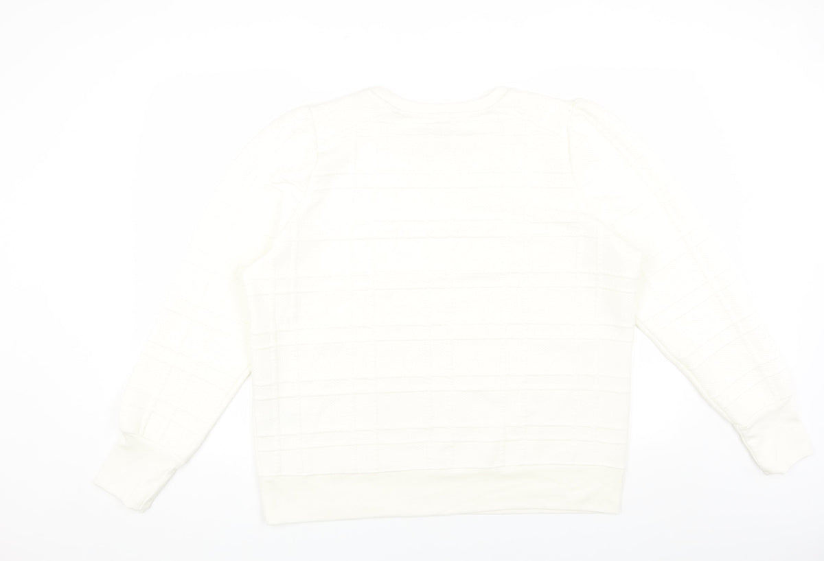 Warehouse Womens White Polyester Pullover Sweatshirt Size L Pullover - Textured