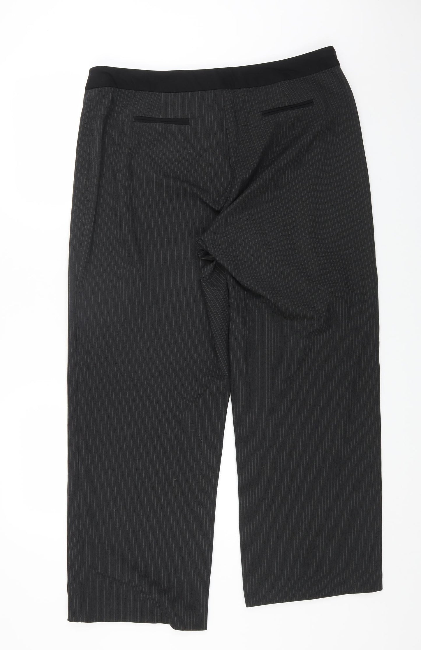 Liz Jordan Womens Grey Striped Polyester Dress Pants Trousers Size 16 L30 in Regular Zip