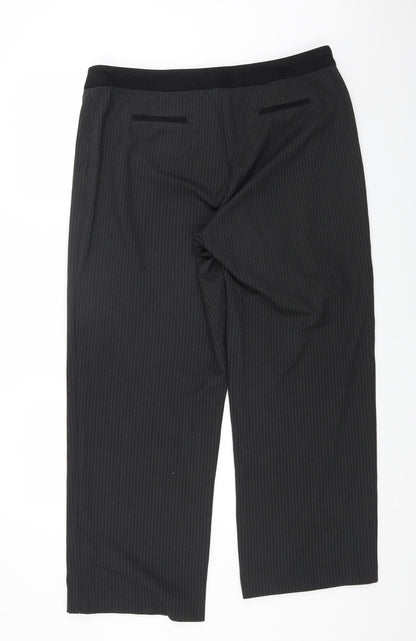 Liz Jordan Womens Grey Striped Polyester Dress Pants Trousers Size 16 L30 in Regular Zip