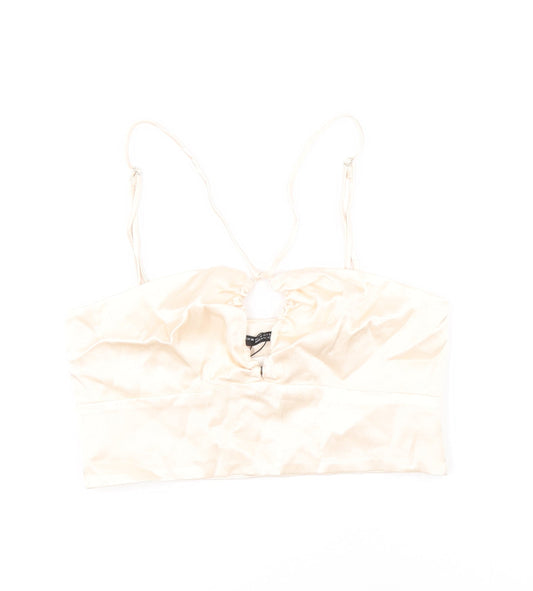 Womens UK Size XS Zara Ivory Cropped Tank