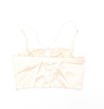 Womens UK Size XS Zara Ivory Cropped Tank