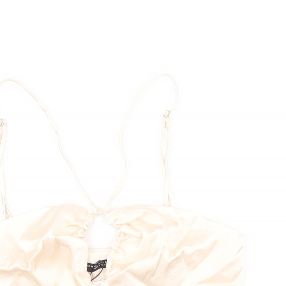 Womens UK Size XS Zara Ivory Cropped Tank
