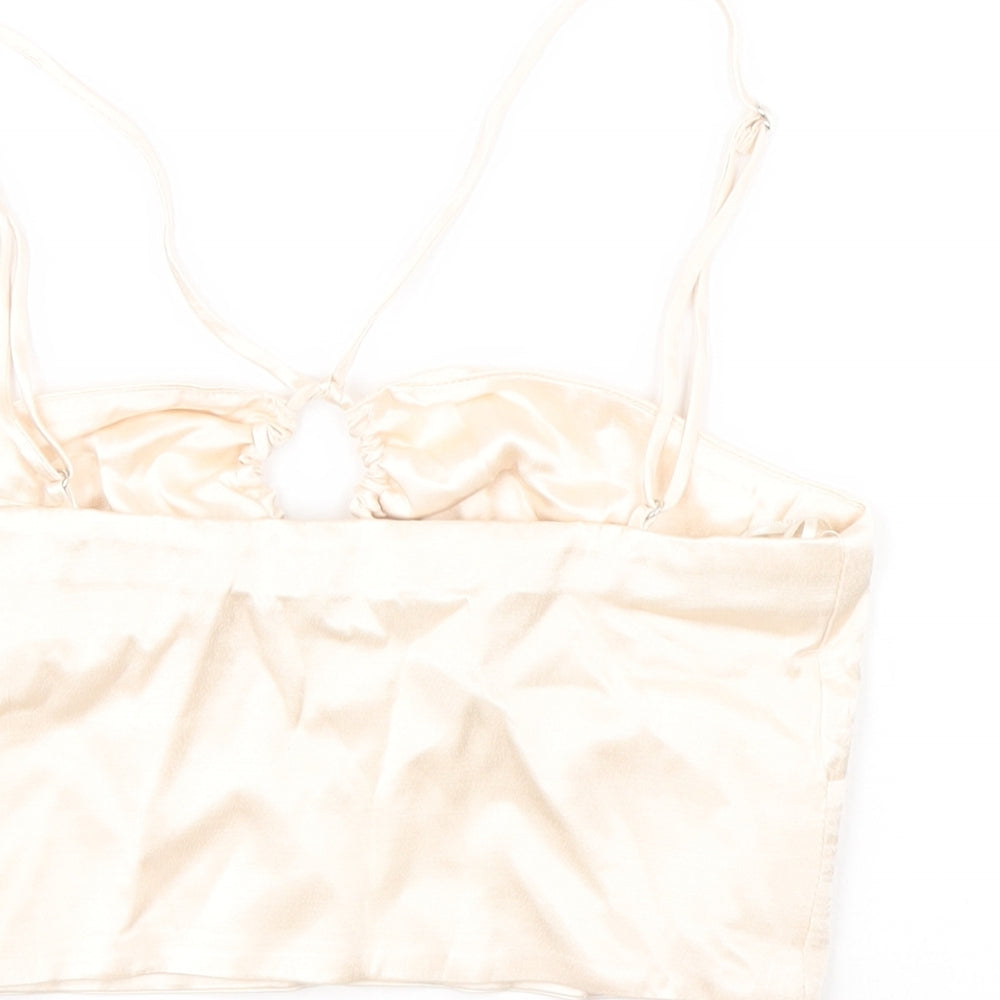 Womens UK Size XS Zara Ivory Cropped Tank