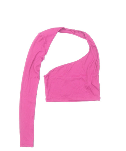 Womens UK Size S Pull&Bear Pink Cropped T-Shirt