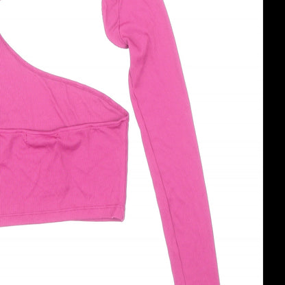 Womens UK Size S Pull&Bear Pink Cropped T-Shirt