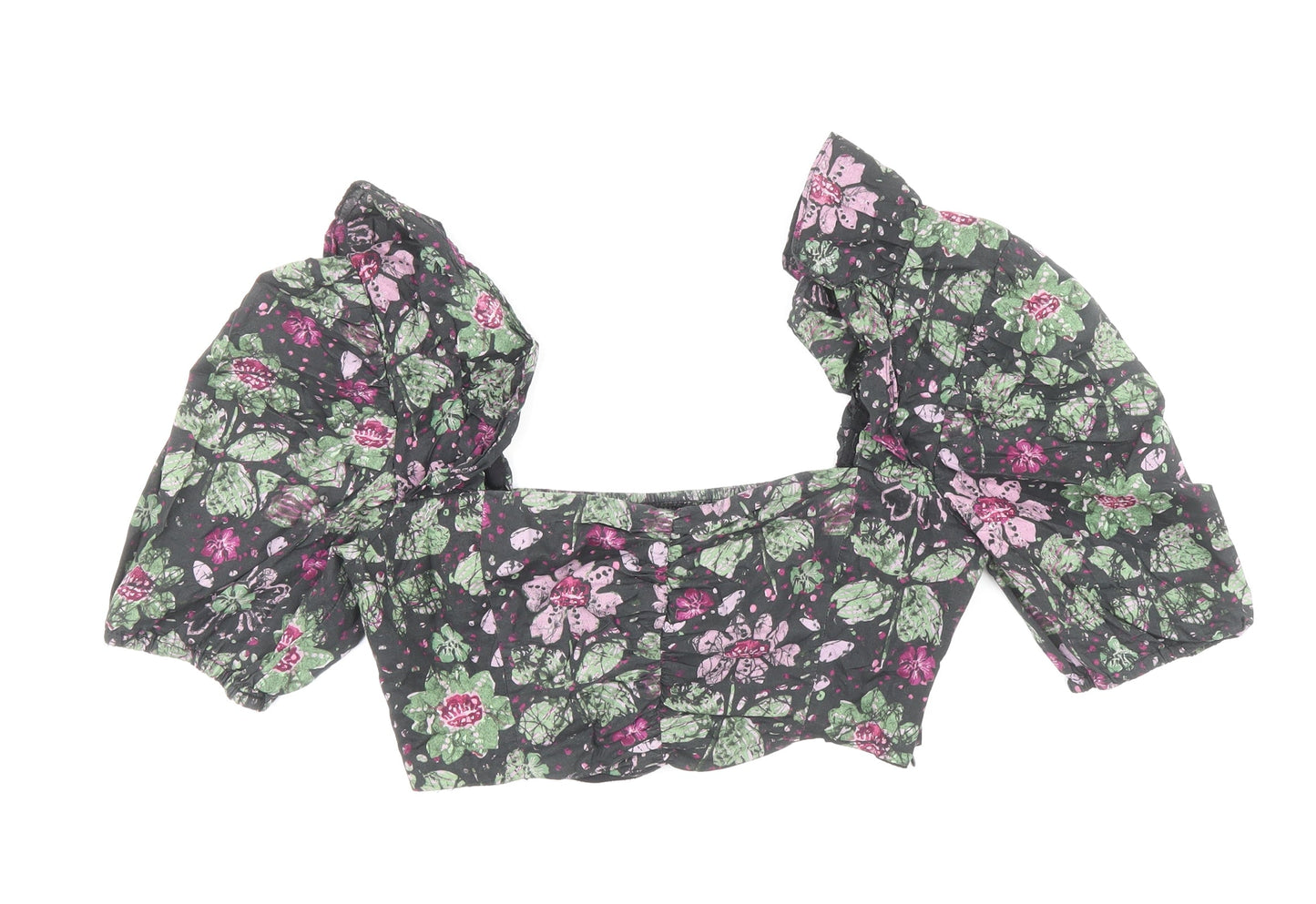 Womens UK Size XS Zara Multicoloured Cropped Blouse