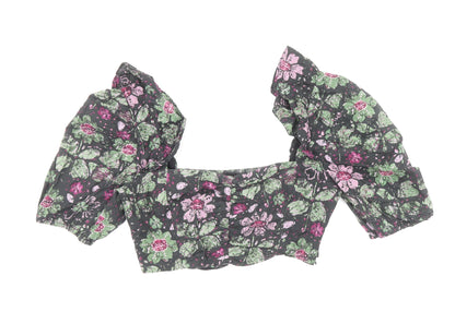 Womens UK Size XS Zara Multicoloured Cropped Blouse