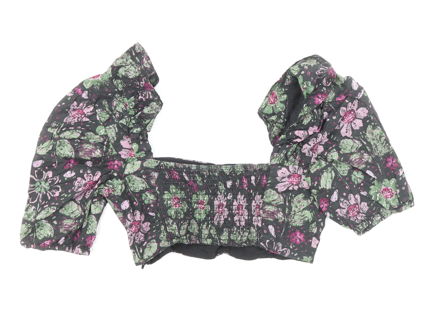 Womens UK Size XS Zara Multicoloured Cropped Blouse