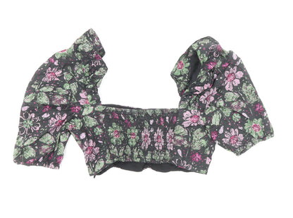 Womens UK Size XS Zara Multicoloured Cropped Blouse