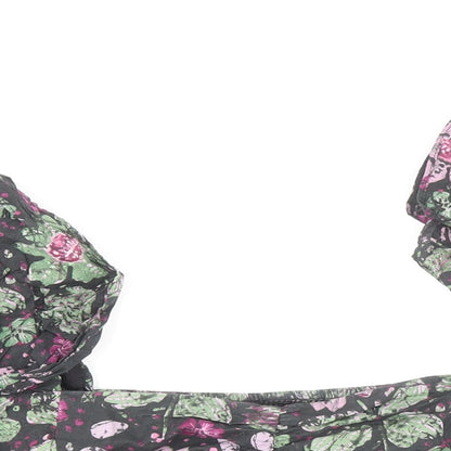 Womens UK Size XS Zara Multicoloured Cropped Blouse