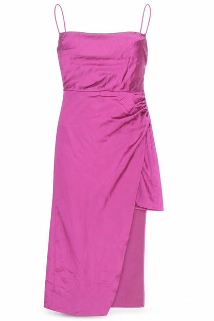 Zara Womens Pink Viscose Shift Size S Square Neck Zip - Open Side Wrap Detail