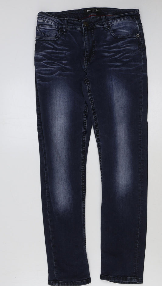 Blue fire Mens Blue Cotton Skinny Jeans Size 27 in L29 in Regular Button