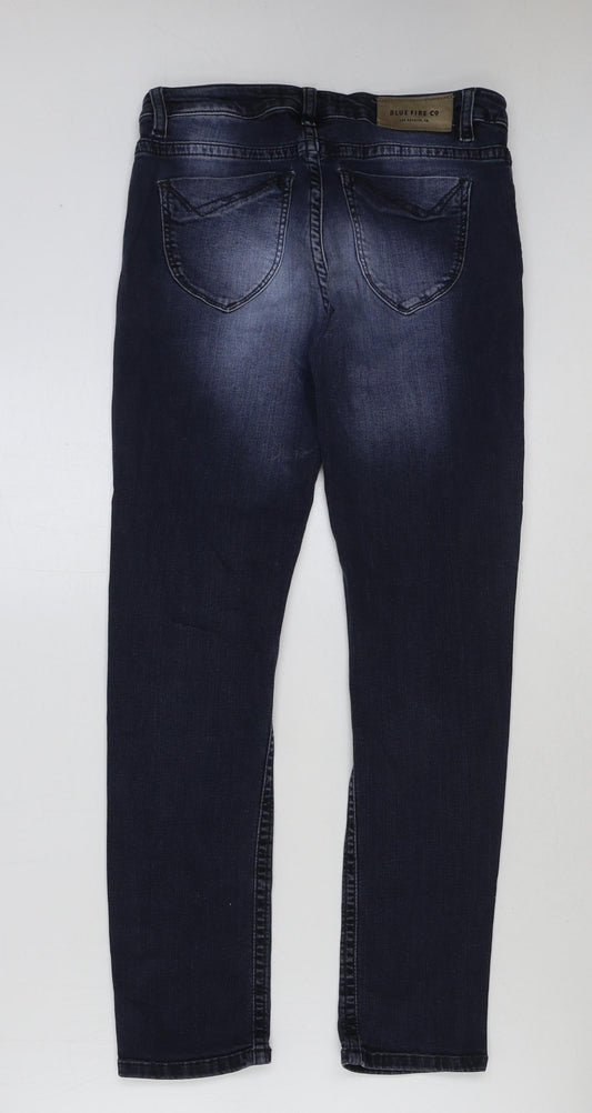 Blue fire Mens Blue Cotton Skinny Jeans Size 27 in L29 in Regular Button