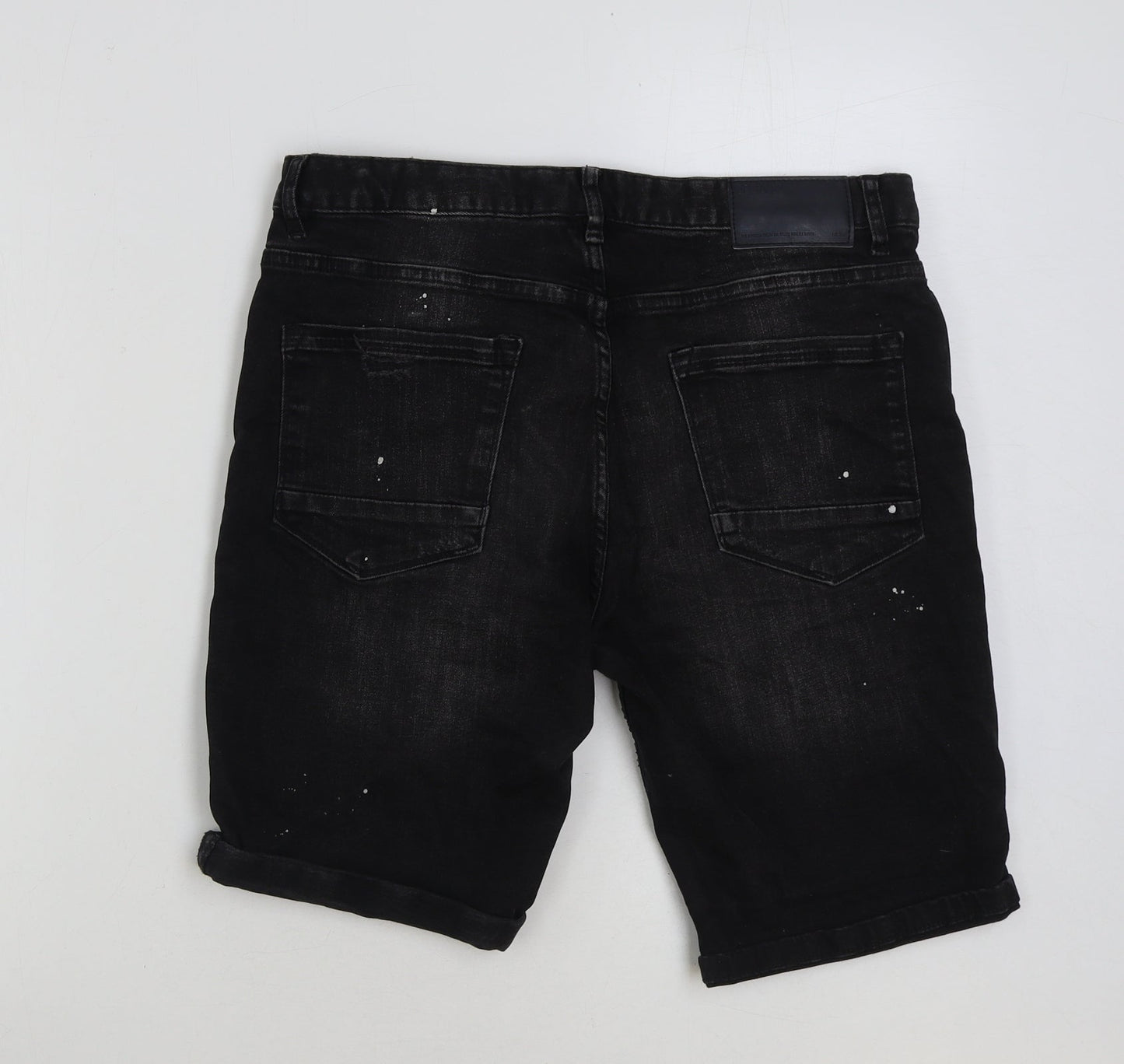 Denim & Co. Womens Black Cotton Bermuda Shorts Size 34 in L10 in Regular Button
