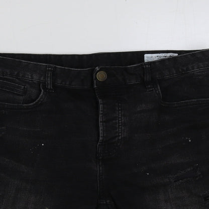 Denim & Co. Womens Black Cotton Bermuda Shorts Size 34 in L10 in Regular Button