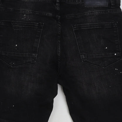 Denim & Co. Womens Black Cotton Bermuda Shorts Size 34 in L10 in Regular Button