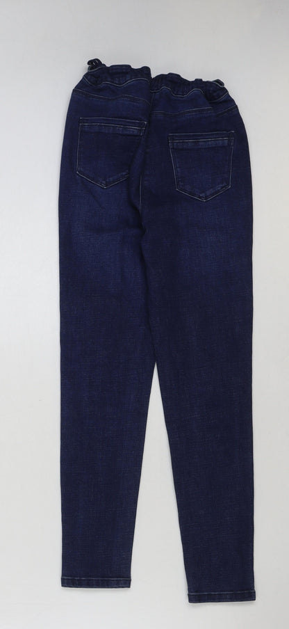 Matalan Girls Blue Cotton Skinny Jeans Size 11 Years Regular Button