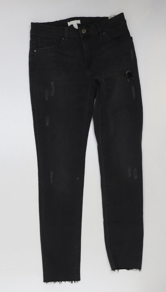 Womens UK Size 10 H&M Regular Fit Skinny Black Jeans
