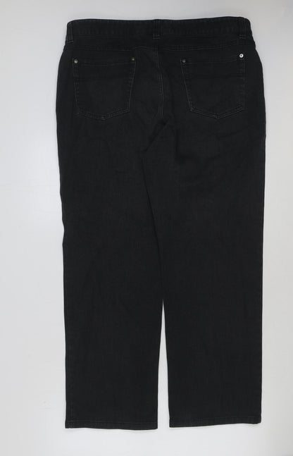 Marks and Spencer Womens Black Cotton Straight Jeans Size 38 in L29 in Regular Button