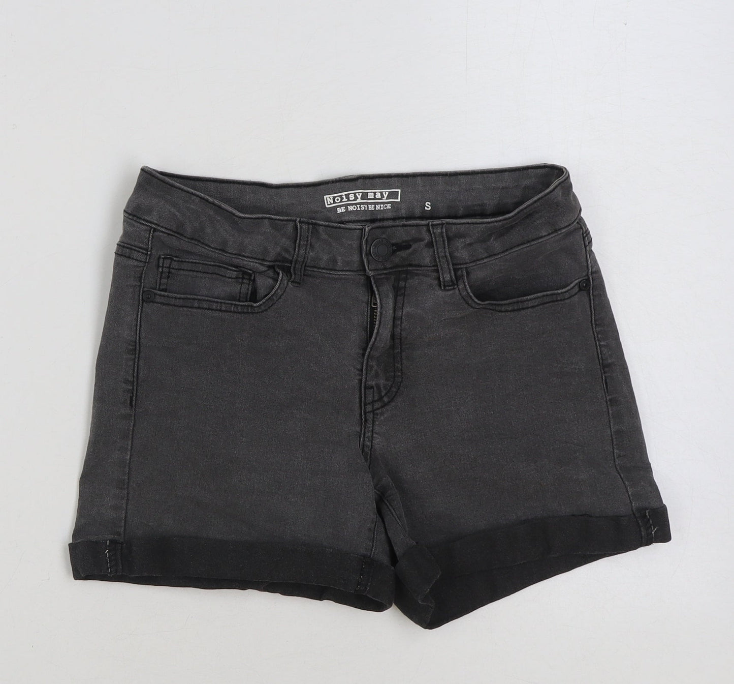 Noisy may Womens Grey Cotton Hot Pants Shorts Size S Regular Button