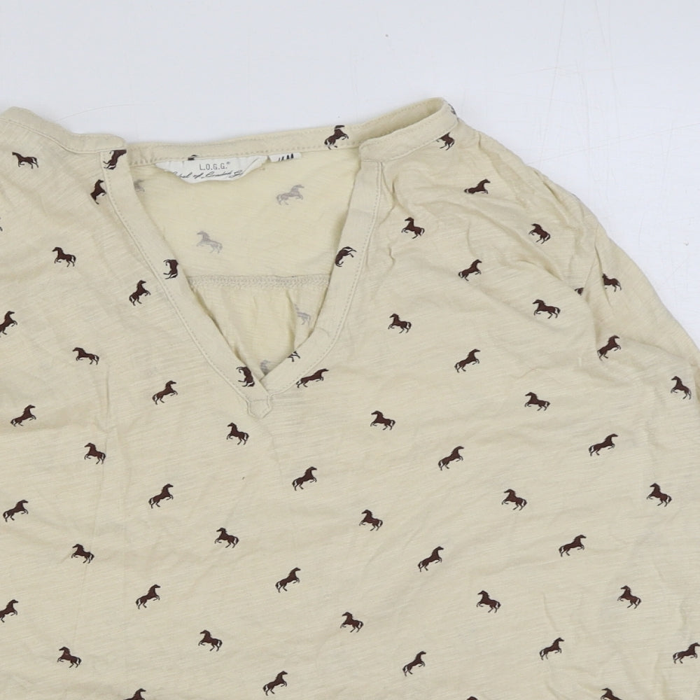 Womens UK Size XS H&M Brown Basic T-Shirt