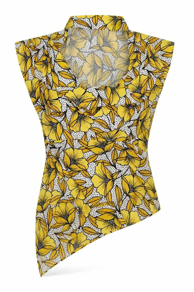 Womens UK Size 8 Topshop Yellow Basic Blouse