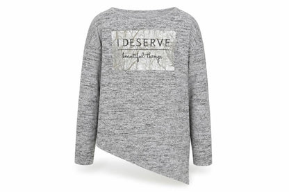 Young Dimension Girls Grey Polyester Basic T-Shirt Size 11-12 Years Round Neck Pullover - I deserve beautiful things