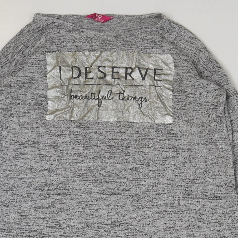Young Dimension Girls Grey Polyester Basic T-Shirt Size 11-12 Years Round Neck Pullover - I deserve beautiful things